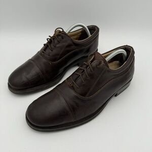 Hush Puppies Mens 10.5M Brown Leather Dress Shoes Oxford John 1128 Made In Italy